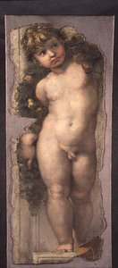 Putto med guirlande (fresko-fragment) af Raphael