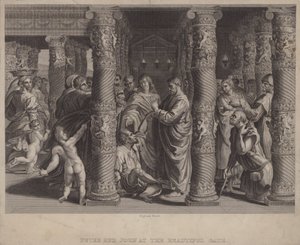 Peter og Johannes ved den smukke port (gravering) af after Raphael