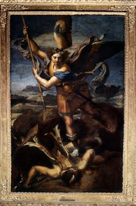 Sankt Michael besejrer dragen eller det store Sankt Michael Maleri af Raffaello Sanzio dit Raphael (1483-1520) 1518. Søn 2,68x1,6 m Paris musee du Louvre
