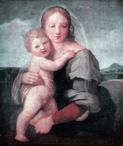 The Madonna and Child (Madonne of the Tower) 1509-1511 (olie på lærred) af Raphael