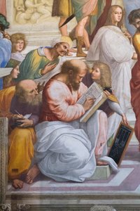 Skolen i Athen, detalje af Pythagoras og hans elever, Stanza della Segnatura