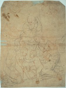 Hellig familie med Saint Elizabeth og spædbarnet Johannes Døberen af Raphael