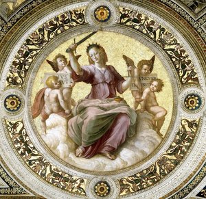 Lady Justice Fresco i Stanza della Segnatura, ca 1510-1511. af Raphael