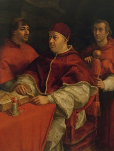 Leo X med kardinalerne Giulio de Medici og Luigi de Rossi, 1517-18 af Raffaello Sanzio Raphael