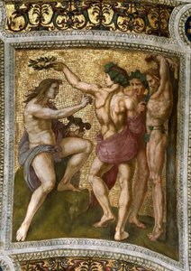 Marsyas og Apollo. Loftfresco i Stanza della Segnatura, ca 1510-1511. af Raphael