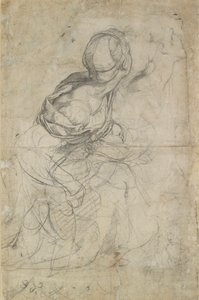 Studier for to knælende kvinder, c1500-1520 af Raphael