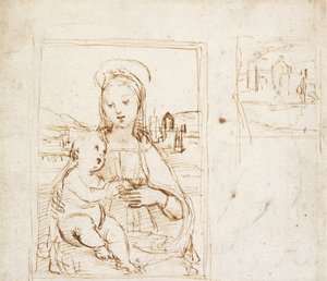 Studie til et billede af jomfruen og barnet, c1500-1504 af Raphael