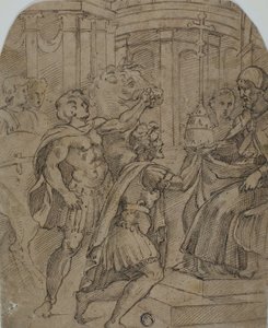 Studie til kejser Konstantin, der tilbyder tiaraen til pave Sylvester af Raphael