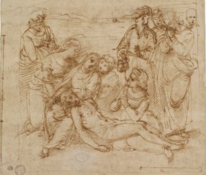 The Lamentation study for the Entombment of Christ, begyndelsen af det 16. århundrede af Raphael
