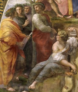 Parnass. Detalje. Fresco i Stanza della Segnatura, ca 1510-1511. af Raphael