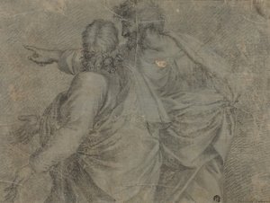 To mænd, der samtaler og gestikulerer af Raphael