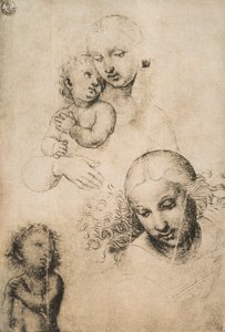 Study for a Madonna and Child, tegning af Raffaello Sanzio. Kabinet for tegninger og tryk, Uffizi Gallery, Firenze af Raffaello Sanzio Raphael