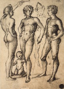 Studie af fire mandsfigurer og en baby; tegning af Raphael. Gallerie dellAccademia, Venedig af Raffaello Sanzio Raphael