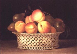 Skål med fersken (olie på lærred) af Raphaelle Peale