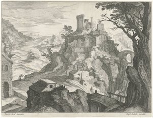 Landskab med Vesta-templet i Tivoli af Raphaël Sadeler (I) (attributed to)