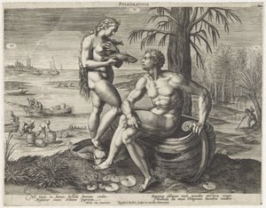 Flegmatisk temperament Phlegmaticus (titel på objekt) Vier temperamenten (serietitel) af Raphaël Sadeler (I)