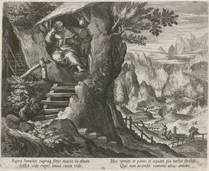Saint Sabas som eneboer Eremitter (serietitel) Oraculum Anachoreticum (serietitel) af Raphaël Sadeler (I)