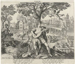Ungdom under indflydelse af kærlighed Amor (titel på objekt) The Four Ages (serietitel) af Raphaël Sadeler (I)