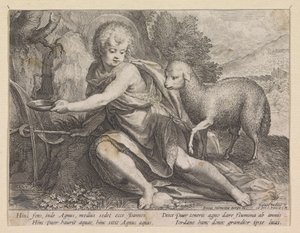 Johannes Døberen som ung mand ved en brønd af Raphaël Sadeler (I)