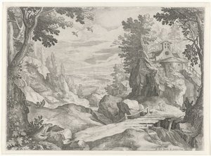 Landskab med et kapel af Raphaël Sadeler (I)
