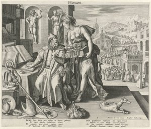 Middelalder under indflydelse af ære Ære (titel på objekt) The Four Ages (serietitel) af Raphaël Sadeler (I)