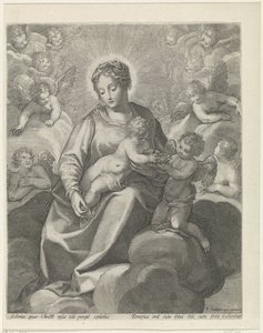 Maria med Kristusbarnet i skyerne af Raphaël Sadeler (II)