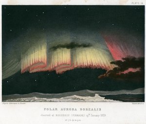 Aurora Borealis eller nordlys, gardinform 1839. [1872] af Rapine