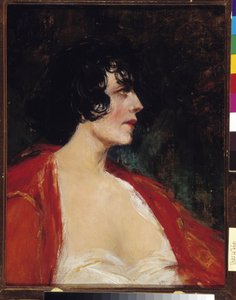 Portræt af kvinde i den røde bluse Maleri af Raymond Allegre (1857-1933) 20. århundrede Obligatorisk omtale: Collection fondation regards de Provence, Marseille af Raymond Allegre