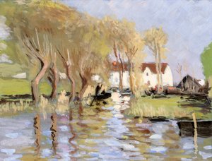 Barque på en kanal, Gironde-flodmundingen (gouache på papir)