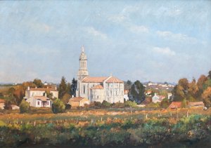 Bayon (Gironde), kirke (12.) (olie på lærred) af Raymond Bonnefon
