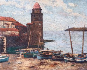 Collioure (olie på lærred) af Raymond Bonnefon