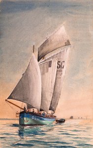 Gabarre ved Girondes flodmunding (gouache på papir) af Raymond Bonnefon