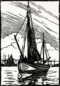 gabarre (linoleumssnit) af Raymond Bonnefon