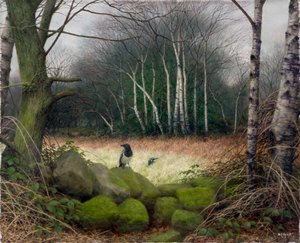 En morgen i slutningen af vinteren, 2002 (olie på plade) af Raymond Booth