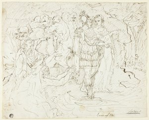 Aeneas in the Elysian Fields (recto); Skitser af figurgrupper (verso)