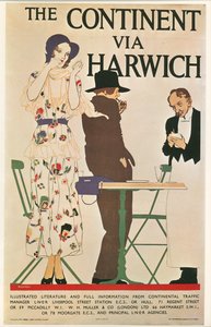 Reginald E. Higgins: Kontinentet via Harwich. Storbritannien ... (litografi)