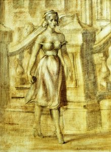 En spadserende dame: Et dobbeltmaleri