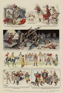 Hvordan to afdelinger i kansleriet tog på jagt i Rocky Mountains (farvelitografi) af Reginald Thomas Cleaver