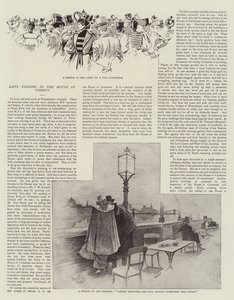 Kvindelige besøgende i Underhuset (litografi) af Reginald Thomas Cleaver