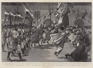Afslutningen på karnevallet i Nice, fakkeltoget går forbi under afbrændingen af kong Karneval XXVII (kobberstik) af Reginald Thomas Cleaver