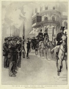 Dronningen ved Cimiez, på vej ud på eftermiddagsturen (litografi) af Reginald Thomas Cleaver