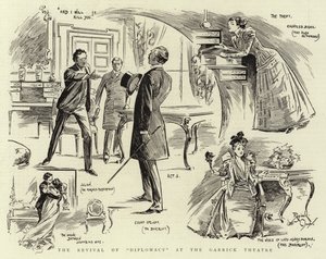 Genopførelsen af "Diplomacy" på Garrick Theatre (litho) af Reginald Thomas Cleaver