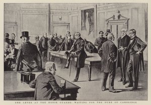 Dæmningen ved Horse Guards, der venter på hertugen af Cambridge (litografi) af Reginald Thomas Cleaver