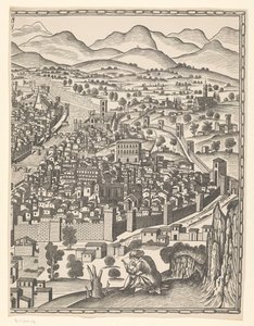 Udsigt over Firenze (højre del) Fiorenza (titel på objekt) af Reichsdruckerei