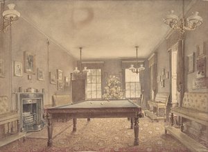 Interiør af billardrummet i Lupton House, Devonshire, designet af George..., 1838. af Reid Turner