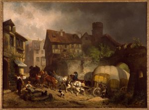 R.Braun, schwabisk landsbyscene af Reinhold Braun