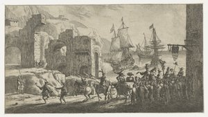 Maskerade ved en havn af Reinier Nooms (attributed to)