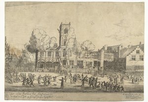 Brand i det gamle rådhus i Amsterdam Det gamle rådhus til Amsterdam brændte den 7. juli søndag morgen klokken halv tre Ao 1652 (titel på objekt)