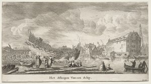 Amsterdams skibe: søsætning af et skib. af Reinier Nooms