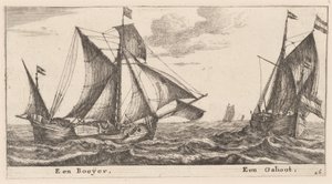 En Boeier og en Galliot af Reinier Nooms, called Zeeman